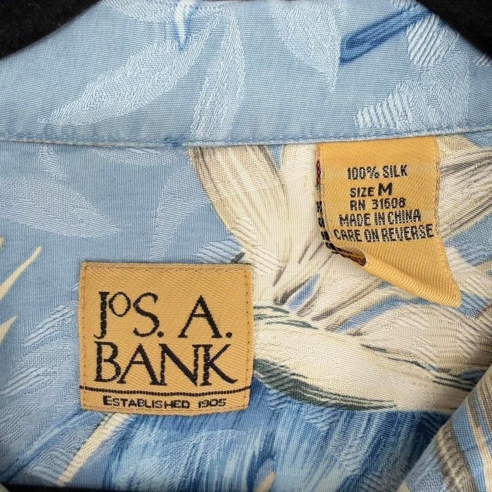 Jos. A. Bank camp shirt men's M Hawaiian silk tropical floral beach resort - Picture 3 of 6